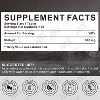 Capsules de Shilajit JBY 500 mg par portion, naturelles, plus de 85 oligo-éléments, acide fulvique, sans gluten, sans OGM, complément alimentaire végétalien