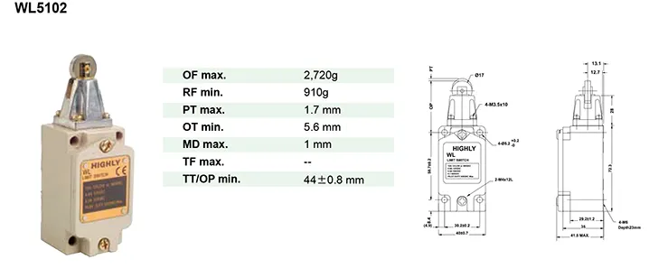 Finecorsa WL-5101 ad alta precisione con protezione IP65 CE TUV certificata 10A 250V tensione massima