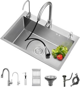 Lavelli da Cucina di Lusso in Acciaio Inox 304, Lavello <span class=keywords><strong>Moderno</strong></span> a Vasca Singola Stile Farmhouse, Set Nero - Product Image 2
