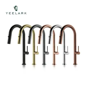 Kitchen Mixer Taps Faucet Wholesale Stainless Steel 360 Swivel Pull Down Spray Gooseneck Sink Mixer Faucet Taps Kitchen Faucet