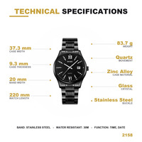 Jam Tangan Quartz SKMEI 2158 Angka Romawi untuk Pria Tali Baja Tahan Karat Tahan Air 30M Tampilan Kalender Tanggal Jam Tangan Pria