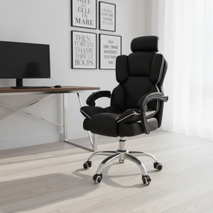 Sedia da Ufficio Direzionale Moderna in Pelle PU di Lusso, Ergonomica e Confortevole con Schienale Alto e Poggiatesta Regolabile, Girevole per Camera da Letto e Soggiorno - Product Image 1