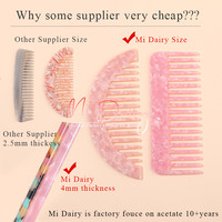 Mi Dairy Peignes à dents larges en acétate en demi-forme Peigne de barbier démêlant ionique pour femmes filles Jade pour la maison hôtel-89014