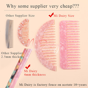 Mi Dairy Peignes à dents larges en acétate en demi-forme Peigne de barbier démêlant ionique pour femmes filles <span class=keywords><strong>Jade</strong></span> pour la maison hôtel-89014 - Product Image 2