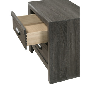 Contemporary Nightstand <b>End</b> <b>Table</b> With Two Drawers Rustic Gray Finish Bedroom Wooden Furniture - Product Image 2