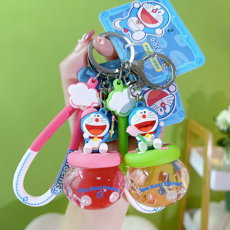 ドラえもん　ストラップ　キーホルダー 漫画の素敵な3Dドラえもん液体キーホルダーリストストラップ
