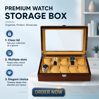 Kotak Kemasan Jam Tangan Kayu Buatan Tangan dengan Logo Terukir Laser untuk Perhiasan Jam Tangan dan Hadiah Premium
