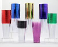 Perfect Settings Lot de 100 tasses de mariage jetables fantaisie de 10 oz Tasses de fête élégantes avec bord coloré