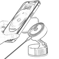 Chargeur de voiture magnétique sans fil à ventouse 15W à charge rapide, conception flexible pour les séries 14/15/13/12 et plus encore