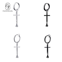 Boucles d'oreilles pendantes tendance en acier inoxydable avec motif croix hip-hop et main fantôme, bijoux d'oreille originaux pour hommes, femmes et étudiants