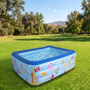 Piscine <span class=keywords><strong>gonflable</strong></span> géante en PVC écologique Sunshine avec fond à bulles souples pour enfants et familles, idéale pour l'extérieur et le jardin - Offre spéciale - Product Image 2