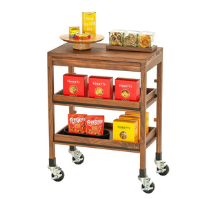 Chariot de service en bois sur roulettes, chariot de cuisine sur pied, couleur personnalisable, pour <span class=keywords><strong>four</strong></span> à <span class=keywords><strong>micro</strong></span>-ondes - Product Image 1