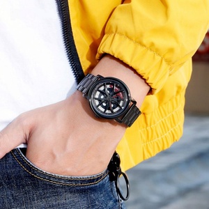 2023 <b>Men's</b> Student Trendy Quartz Chronograph Running <b>Watch</b> Waterproof Steel Strap with Alloy Case Business Style Coin Design - Product Image 2