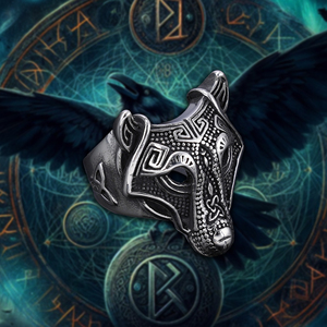 Serie de animales vikingos Anillo de acero inoxidable Retro Antiguo Logotipo de mitología vikinga Lobo Vintage para fiesta de boda o aniversario - Product Image 3