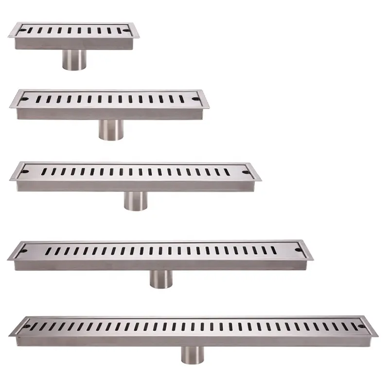 Customize bathroom shower water grate channel drainage rectangular sus304 stainless steel slim long liner linear floor drain
