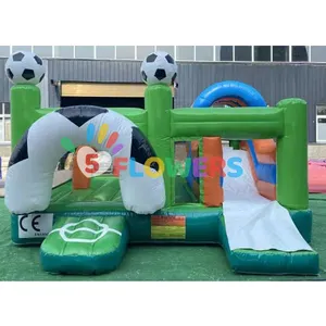 Tùy chỉnh PVC Inflatable bóng đá Bouncer Combo thể thao chủ đề nhà bị trả lại lâu đài bouncy với trượt cho trẻ em Người lớn vui vẻ