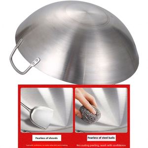 Wok de Acero Inoxidable 201 con Doble Asa en Varios Tamaños, Apto para Restaurantes y Uso Doméstico - Product Image 4