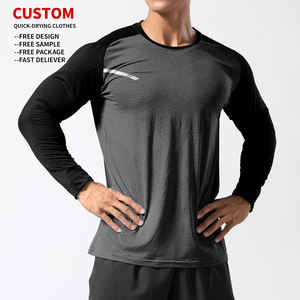 Camiseta Deportiva de Manga Larga de Secado Rápido con Estampado, Logotipo Personalizado, para Gimnasio, Fitness, Entrenamiento, Cuello Redondo, para Hombre, Ecológica y Resistente - Product Image 1