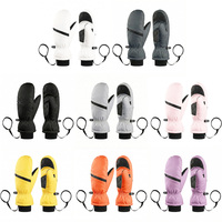 Gants de ski d'hiver chauds et épais avec doublure en peluche, imperméables, durables, résistants à l'usure, paume antidérapante, bracelet anti-perte pour poignet, pour temps froid