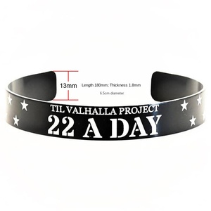 22 Day Push-Up Black Plated Stainless Steel <strong>Memorial</strong> <strong>Bracelet</strong> Fashionable Day <strong>Bracelet</strong> with Engraving - Product Image 3