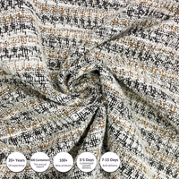 Chane-style personnalisé fantaisie manteau vérifier tissu 65% Polyester 35% coton acrylique Tweed tricoté tissu pour femmes vêtement