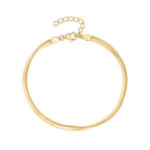 Bracelet chaîne serpent double couche CANNER en or 18 carats et argent 925, style minimaliste, bijoux pour femme - Product Image 1