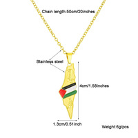 Collier Palestine en émail BINSHUO, bijoux en acier inoxydable, relief en émail, lettre Palestine, pendentif carte du drapeau national palestinien