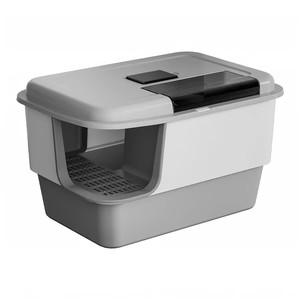 Bac à litière entièrement fermé en PP, style couloir, anti-odeur, anti-éclaboussures, facile à nettoyer, pour intérieur - Product Image 1