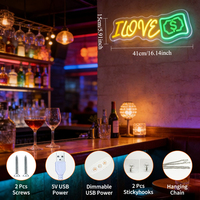 Letrero LED de Neón Neonawall I Love Money, Luz de Pared Acrílica IP65, Decoración de Pared Moderna para Tienda, Estudio, Bar, Sala de Juegos, Estilo Hipster