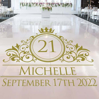 Autocollant de sol de mariage personnalisé avec monogramme, autocollant décoratif brillant, imperméable, amovible, en vinyle PVC, pour fête et événement
