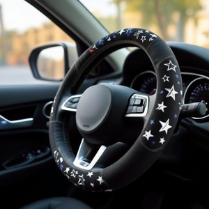 Funda para Volante Negra con Diseño de Estrellas para Decoración Interior de Automóviles - Product Image 3