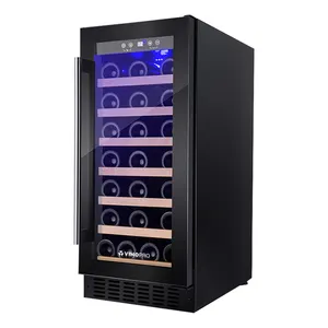 Personalized 34-Bottle Wine Coolers Storage Free-Standing Beech Wooden Wine Cellar Electric Compressor Refrigerator For Hotel