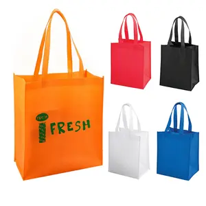 Sac fourre-tout non tissé publicitaire en tissu écologique bon marché Sacs à provisions non tissé stratifiés recyclables personnalisés avec logo