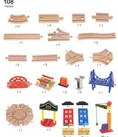 Jouets pour enfants, 108 pièces, train en bois, ensemble de rails, accessoires de gare, pont, modèle ferroviaire, jouets éducatifs