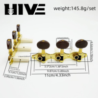 HIVE High-end Gold Zinc Alloy 3R3L Oval Brown Knob Classic Guitar Replacement Parts 1:18 6 String Classical Guitar Tuning Pegs