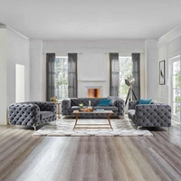 Canapé d'angle moderne de luxe italien pour salon, en velours bleu capitonné, canapé en forme de L, canapé Chesterfield, ensemble de canapés design