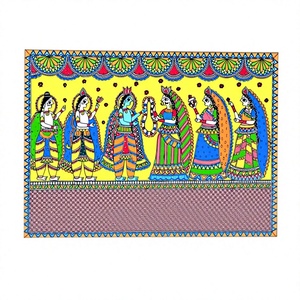 Arte Mural 3D Inspirado en la Cultura Tradicional Madhubani, Pintura Artesanal de Metal de Bihar de Primera Calidad - Product Image 1