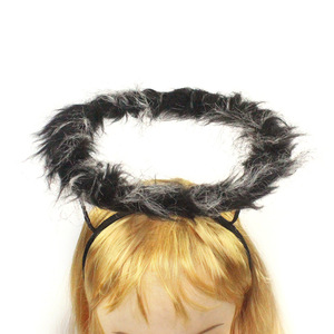 Serre-tête Halo d'ange noir avec plumes, pince à cheveux, accessoire de costume d'Halloween - Product Image 2