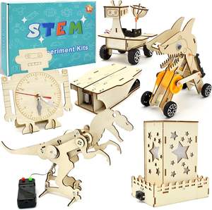 Nouveauté : Kit <span class=keywords><strong>scientifique</strong></span> STEM pour enfants, kits d'expériences 6-en-1, ensemble de construction électrique, jouets éducatifs en bois pour enfants - Product Image 1