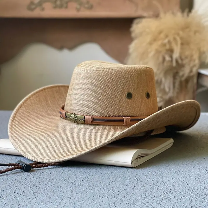 Chapéu de cowboy personalizado da primavera verão grande aba para homens Dacron protetor solar bonés de praia