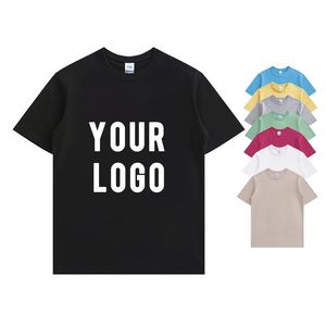 T-Shirt pesanti personalizzate magliette in cotone spesso Casual collo alto grande e alta vestibilità maglietta con schermo nero - Product Image 5