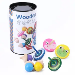 रंगीन चित्रित लकड़ी कताई में सबसे ऊपर बच्चों नवीनता लकड़ी Gyroscopes खिलौना मिश्रित मानक में सबसे ऊपर फ्लिप में सबसे ऊपर खिलौने