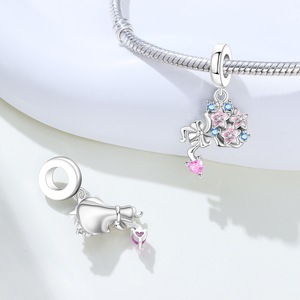 Pendentif Breloque Fleur Émaillée Plaqué Cuivre, Perle Suspendue pour Bracelet en Argent 925, Motif Lotus Fleur de Cerisier, Cadeau pour Femme - Product Image 5