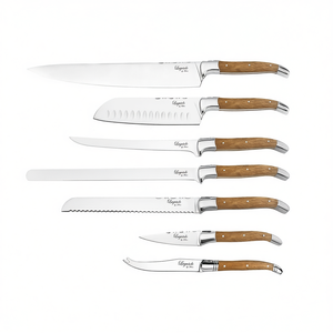 Juego de cuchillos Laguiole de 7 piezas, acero inoxidable, mango de madera, cuchillos de chef para cortar carne y pescado - Product Image 2