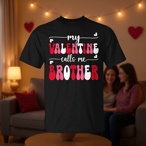 Mon Saint-Valentin m'appelle frère T-shirt rétro pour la Saint-Valentin - Product Image 3