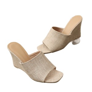 Nouvelle Arrivée Sandales Compensées en Tissu à Bout Carré pour Femme, Grande Taille, Mode d'Extérieur - Product Image 5