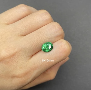Lê cắt Zambia Emerald 5x7mm 10x12mm hình bầu dục phòng thí nghiệm phát triển màu xanh đậm Zambia Emerald Bộ đồ trang sức - Product Image 3