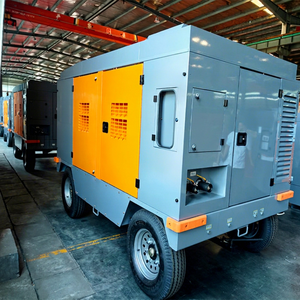 Compresseur d'air portable ZEGA à vis, lubrifié au diesel, refroidi par air, haute efficacité, 185 CFM, pour marteau perforateur, avec garantie de 2 ans - Product Image 1