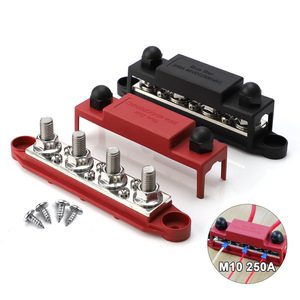 Barra de Distribución de Cobre 250A M10 48VDC 300VAC con Perno, Roja y Negra - Product Image 4