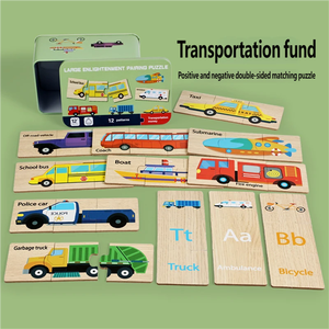 ของเล่นไม้เสริมพัฒนาการเด็ก จิ๊กซอว์จับคู่รูปสัตว์และยานพาหนะ สำหรับเด็กเล็ก เสริมสร้างการเรียนรู้และปฏิสัมพันธ์ระหว่างพ่อแม่ลูก - Product Image 6